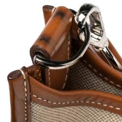 Pre Owned Hermes Beige/Gold Canvas and Swift Leather Evelyne I PM Bag