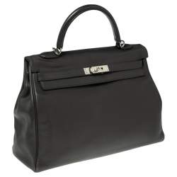 Pre Owned Hermes Ardoise Evercolor Leather Palladium Finished Kelly Retourne 35 Bag