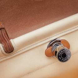 Pre Owned Hermes Beige/Tan Canvas and Leather Herbag Zip 31 Bag
