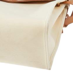 Pre Owned Hermes Beige/Tan Canvas and Leather Herbag Zip 31 Bag