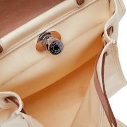 Pre Owned Hermes Beige/Tan Canvas and Leather Herbag Zip 31 Bag