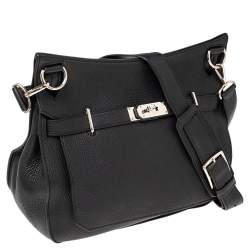 Pre Owned Hermès Noir Taurillon Clemence Leather Palladium Plated Jypsiere 34 Bag