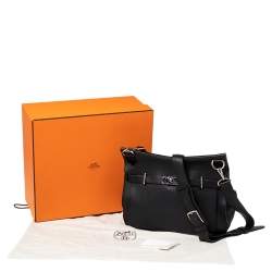 Pre Owned Hermès Noir Taurillon Clemence Leather Palladium Plated Jypsiere 34 Bag