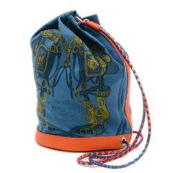 Hermes Blue/Orange Leather Silk Sac Soi Cool 22 Backpack