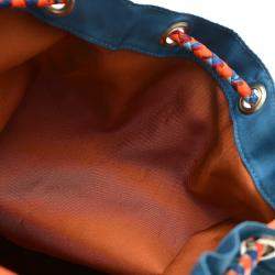 Hermes Blue/Orange Leather Silk Sac Soi Cool 22 Backpack