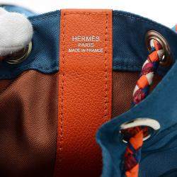 Hermes Blue/Orange Leather Silk Sac Soi Cool 22 Backpack