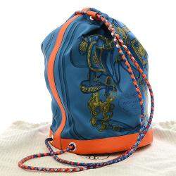 Hermes Blue/Orange Leather Silk Sac Soi Cool 22 Backpack