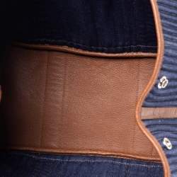 Pre Owned Hermes Blue/Brown Denim and Leather Garden Party 36 Bag