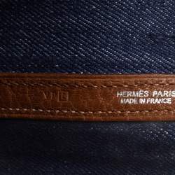 Pre Owned Hermes Blue/Brown Denim and Leather Garden Party 36 Bag