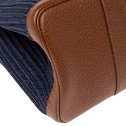 Pre Owned Hermes Blue/Brown Denim and Leather Garden Party 36 Bag