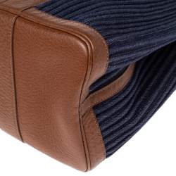 Pre Owned Hermes Blue/Brown Denim and Leather Garden Party 36 Bag