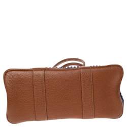 Pre Owned Hermes Blue/Brown Denim and Leather Garden Party 36 Bag