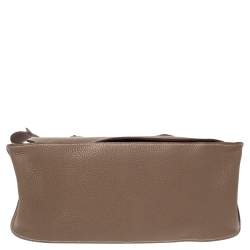 Pre Owned Hermes Etoupe Taurillon Clemence Leather Palladium Plated Jypsiere 37 Bag