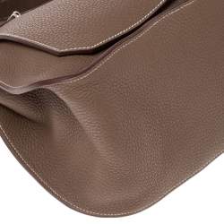 Pre Owned Hermes Etoupe Taurillon Clemence Leather Palladium Plated Jypsiere 37 Bag