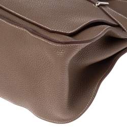 Pre Owned Hermes Etoupe Taurillon Clemence Leather Palladium Plated Jypsiere 37 Bag