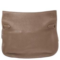 Pre Owned Hermes Etoupe Taurillon Clemence Leather Palladium Plated Jypsiere 37 Bag