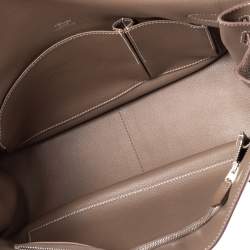 Pre Owned Hermes Etoupe Taurillon Clemence Leather Palladium Plated Jypsiere 37 Bag