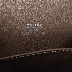 Pre Owned Hermes Etoupe Taurillon Clemence Leather Palladium Plated Jypsiere 37 Bag