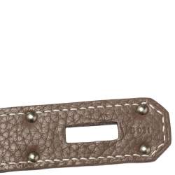 Pre Owned Hermes Etoupe Taurillon Clemence Leather Palladium Plated Jypsiere 37 Bag