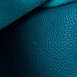 Pre Owned Hermes Bleu Izmir Taurillon Clemence Leather Evelyne III GM Bag