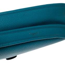 Pre Owned Hermes Bleu Izmir Taurillon Clemence Leather Evelyne III GM Bag