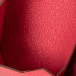Pre Owned Hermes Rose Lipstick Evercolor Leather Bearn Card Holder