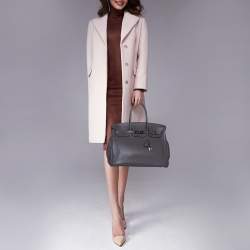 Hermes Etain Taurillon Clemence Leather Palladium Plated Birkin 35 Bag