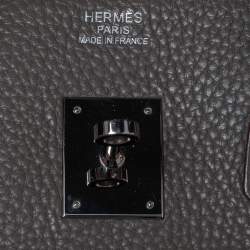 Hermes Etain Taurillon Clemence Leather Palladium Plated Birkin 35 Bag
