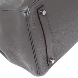 Hermes Etain Taurillon Clemence Leather Palladium Plated Birkin 35 Bag