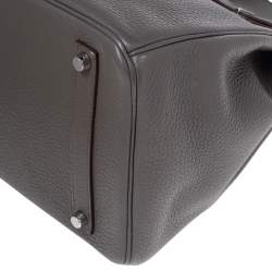 Hermes Etain Taurillon Clemence Leather Palladium Plated Birkin 35 Bag