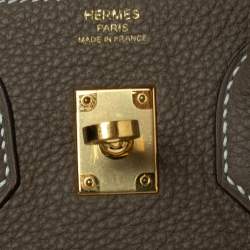 Hermes Etoupe Togo Leather Gold Plated Birkin 25 Bag 