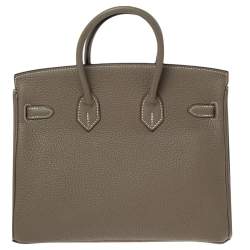 Hermes Etoupe Togo Leather Gold Plated Birkin 25 Bag 