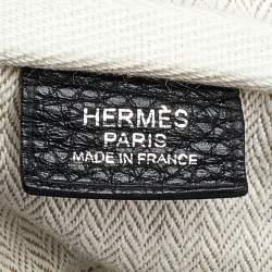 Pre Owned Hermes Black Clemence Leather Victoria II Fourre Tout 35 Bag