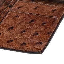 Pre Owned Hermes Noisette Ostrich Leather Bearn Gusset Wallet