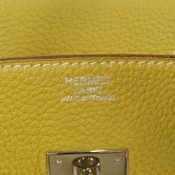 Hermes Yellow Clemence Leather Palladium Hardware Birkin 30 Bag 