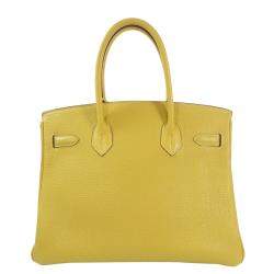 Hermes Yellow Clemence Leather Palladium Hardware Birkin 30 Bag 