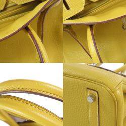 Hermes Yellow Clemence Leather Palladium Hardware Birkin 30 Bag 