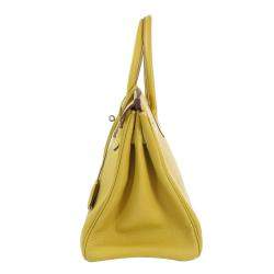 Hermes Yellow Clemence Leather Palladium Hardware Birkin 30 Bag 