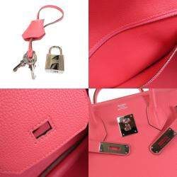 Hermes Pink Clemence Leather Palladium Hardware Birkin 30 Bag 