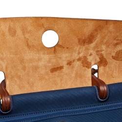 Pre Owned Hermes Bleu De Malte/Fauve Canvas and Leather Herbag Zip 39 Bag