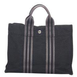 Pre Owned Hermes Black Canvas Fabric Fourre Tout PM Tote Bag 