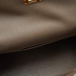 Pre Owned Hermes Etoupe Grey Epsom Leather Gold Hardware Kelly Sellier 32 Bag