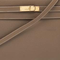Pre Owned Hermes Etoupe Grey Epsom Leather Gold Hardware Kelly Sellier 32 Bag
