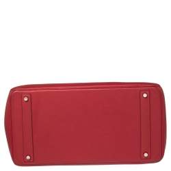 Hermes Rouge Vif Taurillon Clemence Leather Palladium Plated Birkin 40 Bag