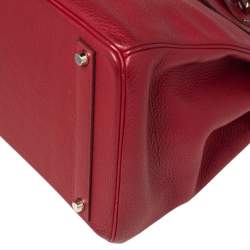 Hermes Rouge Vif Taurillon Clemence Leather Palladium Plated Birkin 40 Bag