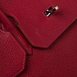 Hermes Rouge Vif Taurillon Clemence Leather Palladium Plated Birkin 40 Bag