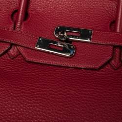 Hermes Rouge Vif Taurillon Clemence Leather Palladium Plated Birkin 40 Bag