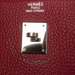 Hermes Rouge Vif Taurillon Clemence Leather Palladium Plated Birkin 40 Bag