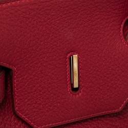 Hermes Rouge Vif Taurillon Clemence Leather Palladium Plated Birkin 40 Bag
