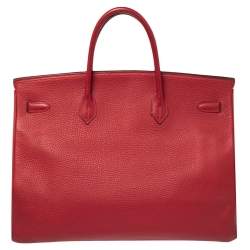 Hermes Rouge Vif Taurillon Clemence Leather Palladium Plated Birkin 40 Bag